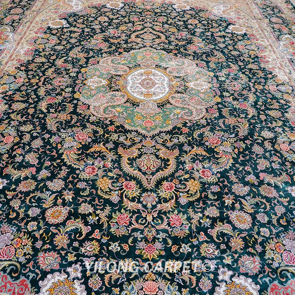 Thumbnail: Classic Oriental Emerald Handmade Home Silk Carpet (TJ250A)
