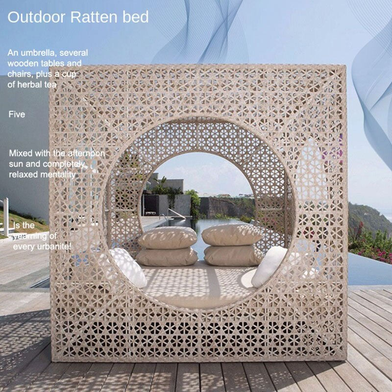 Thumbnail: Outdoor Rattan Bed Sofa Garden Courtyard Balcony  Lounge Chair Leisure
