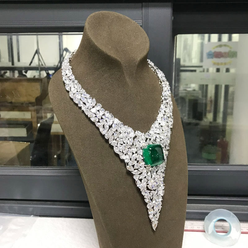 Thumbnail: Pendant Lab Grown Emerald Moissanite Created for Women Party Birthday Gift