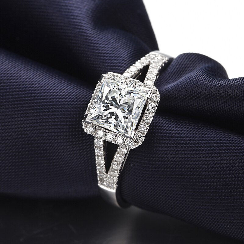 Thumbnail: Zocai Halo Split Shank Real 1.3 Ct Certified D-E / vs Diamond Engagement Ring