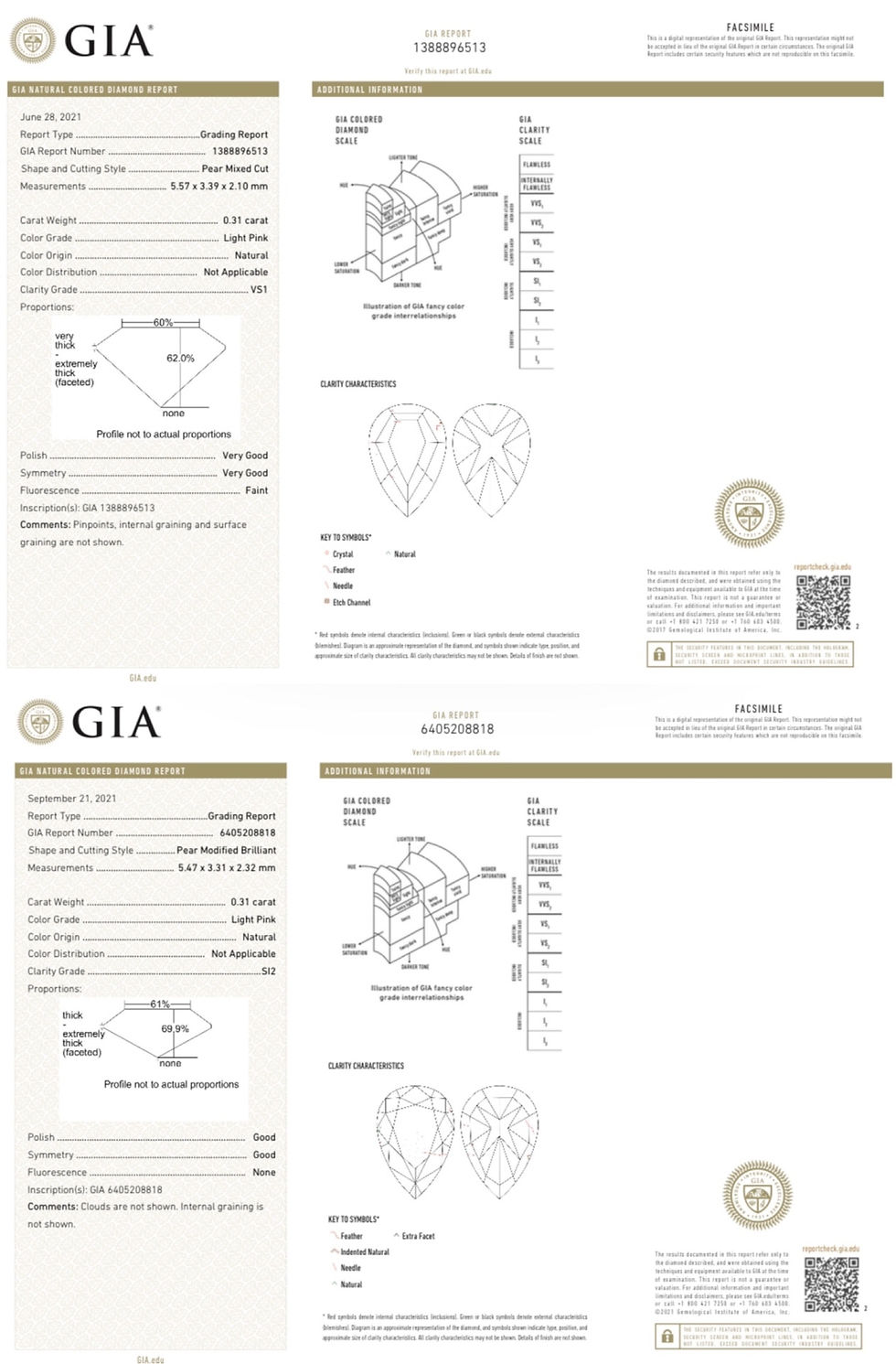 Thumbnail: GIA 0.31ct Light Pink Diamonds 18k White Gold Diamonds Earrings Female Studs