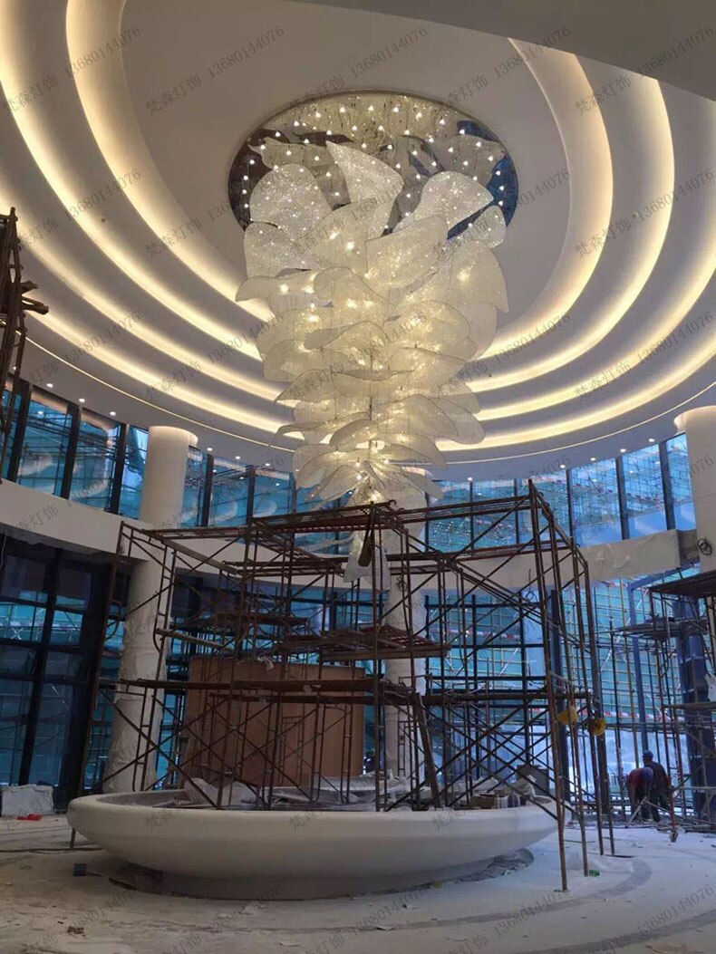 Thumbnail: Flower-Shaped Luxury Duplex Building Mall Crystal Chandelier Villa