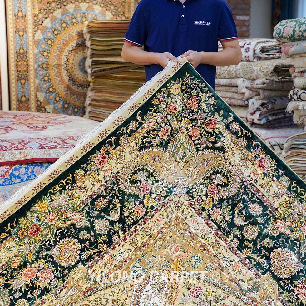 Thumbnail: Classic Oriental Emerald Handmade Home Silk Carpet (TJ250A)