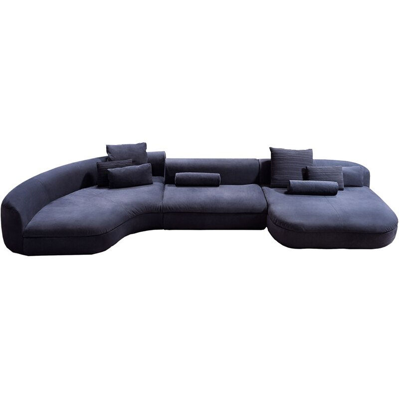 Thumbnail: Italian Frosted Leather Sofa Modern Minimalist Corner Curved Designer