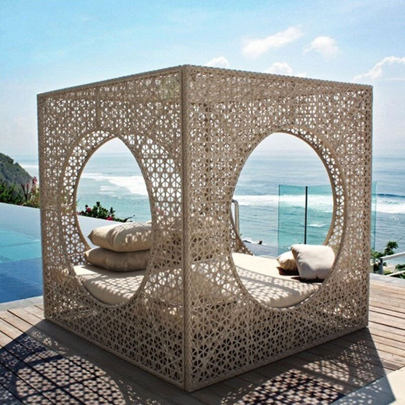 Thumbnail: Outdoor Rattan Bed Sofa Garden Courtyard Balcony  Lounge Chair Leisure