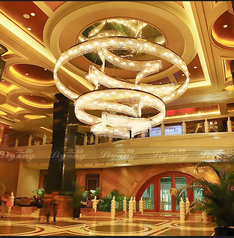 Thumbnail: Customized Large-Scale Shaped Crystal Lamp Hotel Lobby Chandelier Clubhouse