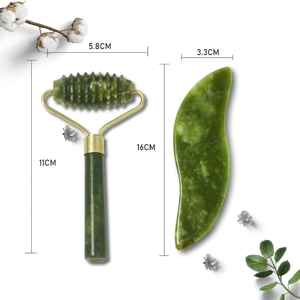 Thumbnail: Natural Jade Roller Gua Sha Set Massager for Face Gouache Scraper Roller Set