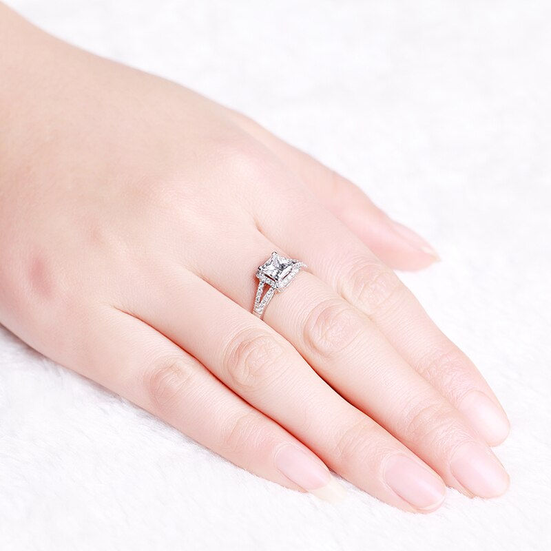 Thumbnail: Zocai Halo Split Shank Real 1.3 Ct Certified D-E / vs Diamond Engagement Ring