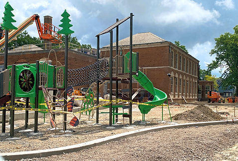 The new Ludlow playground under construction, adding the equipment for older kids that Kevin and his neighbors advocated to be added to the site.