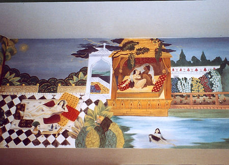 Bedroom, Kamasutra, Bahia, Salvador,Brazil, peintures décoratives, decorative paintings, Odile Dardenne, odiledardenne.com, trompe-l'oeil,