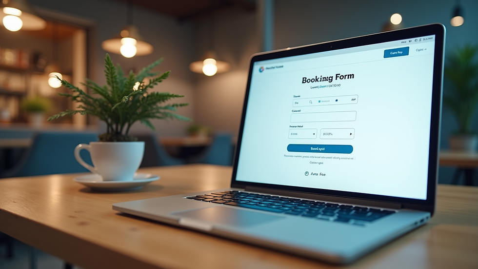 Eye-level view of a laptop screen showing an online booking form