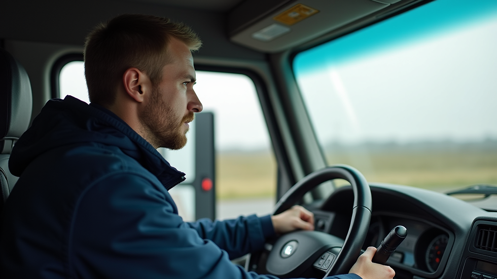 Close-up view of a driver attending a Driver CPC training session