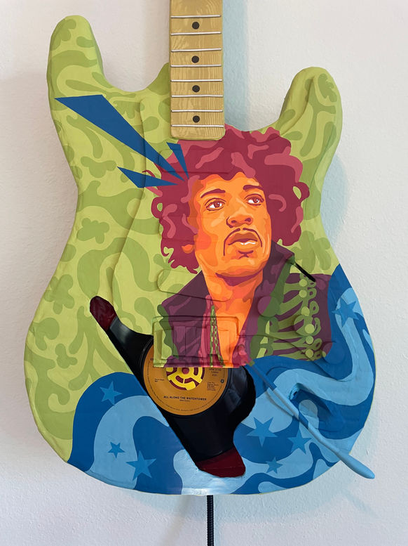 Jimi Hendrix 45 Record Guitar Sculpture