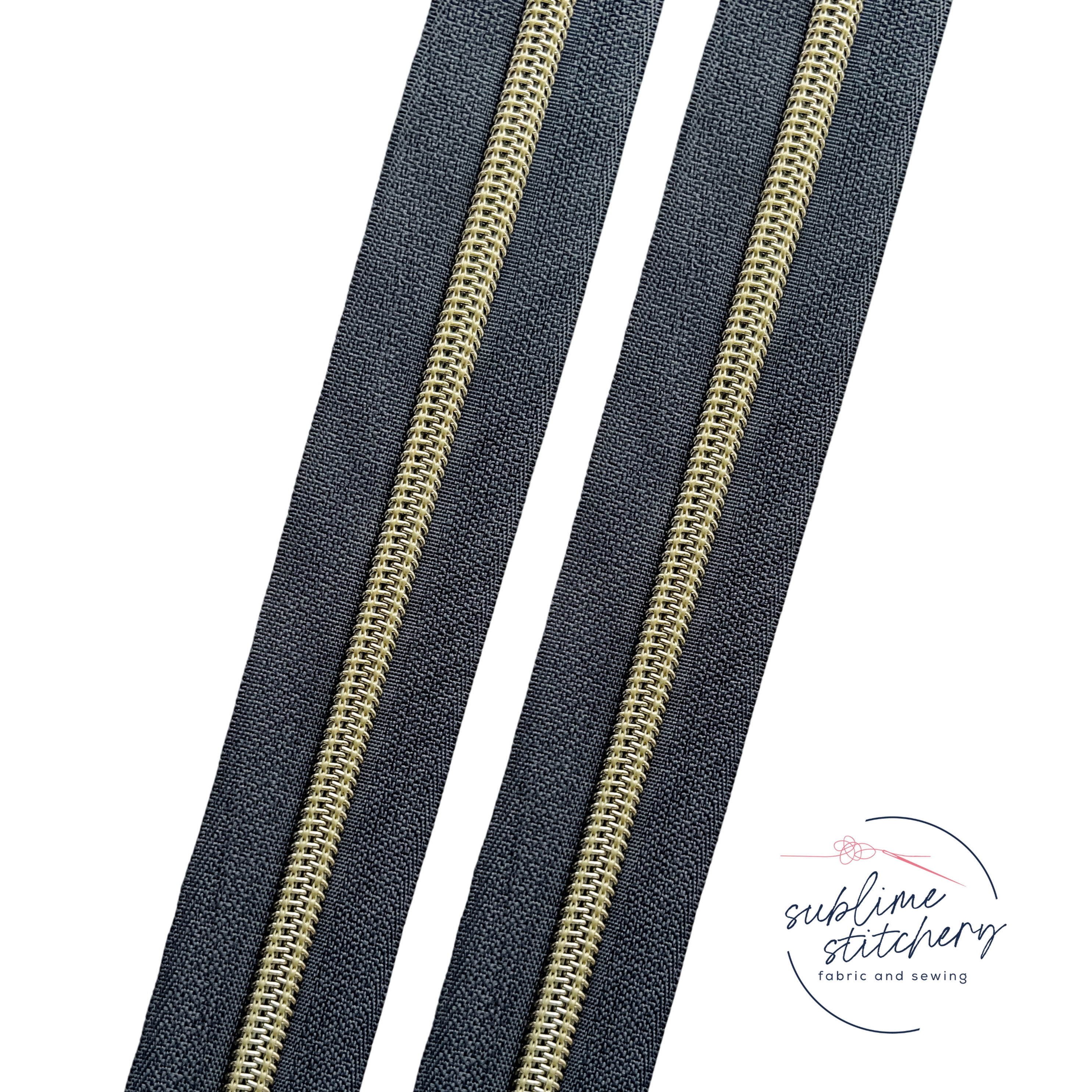 Slate #5 Gold Nylon Coil Zipper Tape