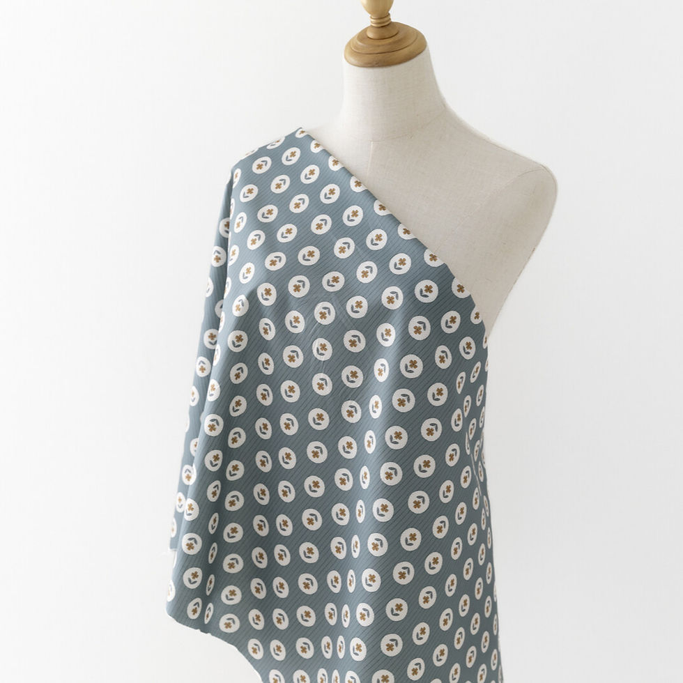Thumbnail: Retro Circle by Marion Mège - Retro Floral Cotton Fabric