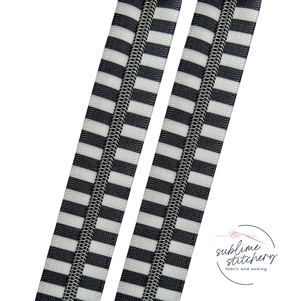Zebra Stripes #5 Gunmetal Nylon Coil Zipper Tape