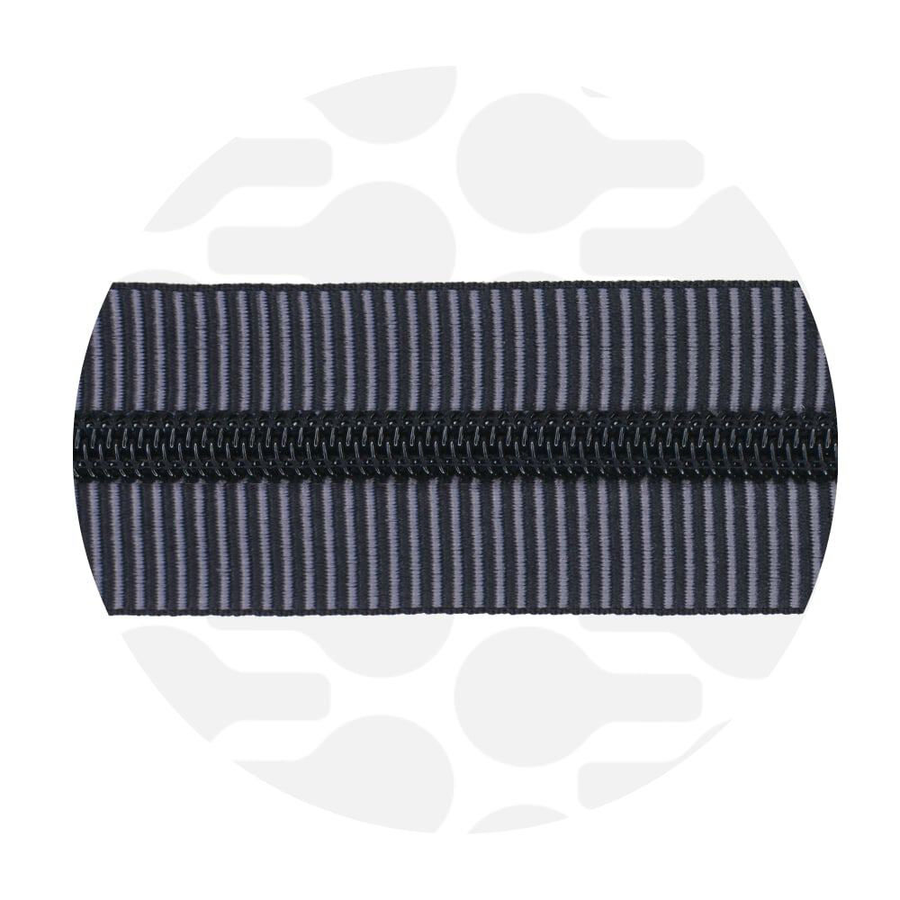 Striped Graphite #5 Nylon Coil Zipper Tape