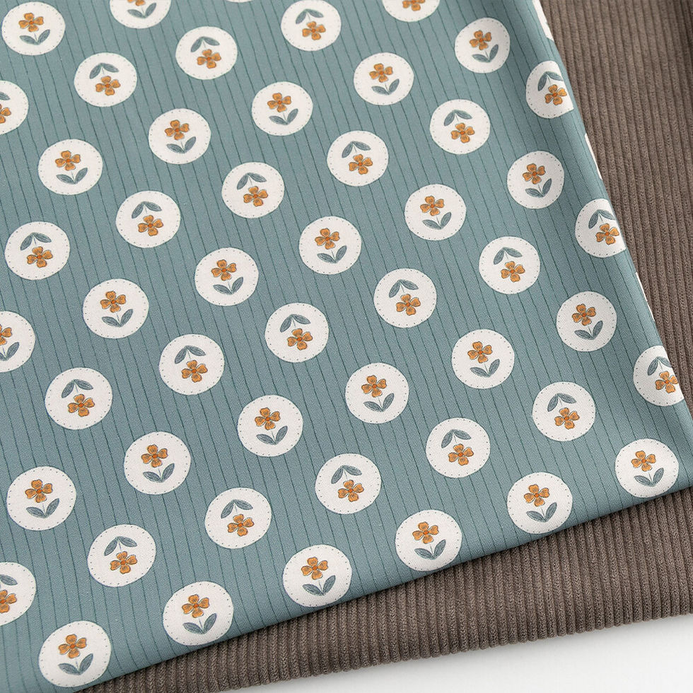 Thumbnail: Retro Circle by Marion Mège - Retro Floral Cotton Fabric