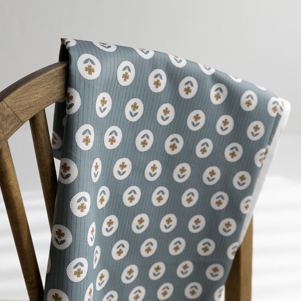 Thumbnail: Retro Circle by Marion Mège - Retro Floral Cotton Fabric