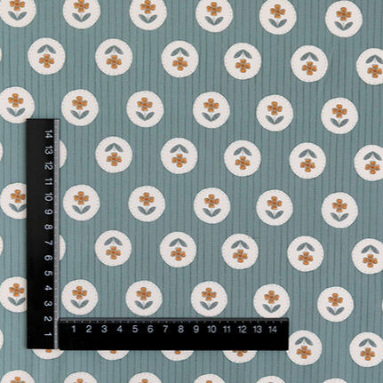 Thumbnail: Retro Circle by Marion Mège - Retro Floral Cotton Fabric