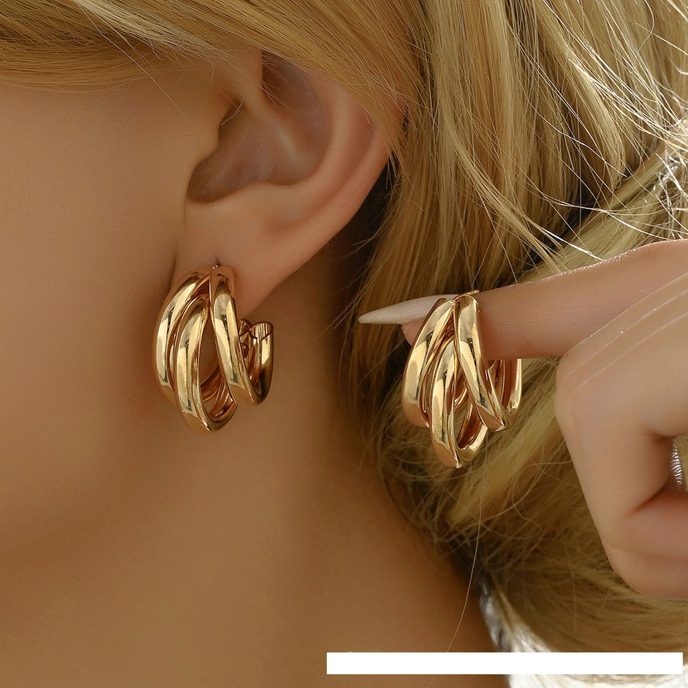 Brinco de Argola Elegante Dourado Vintage