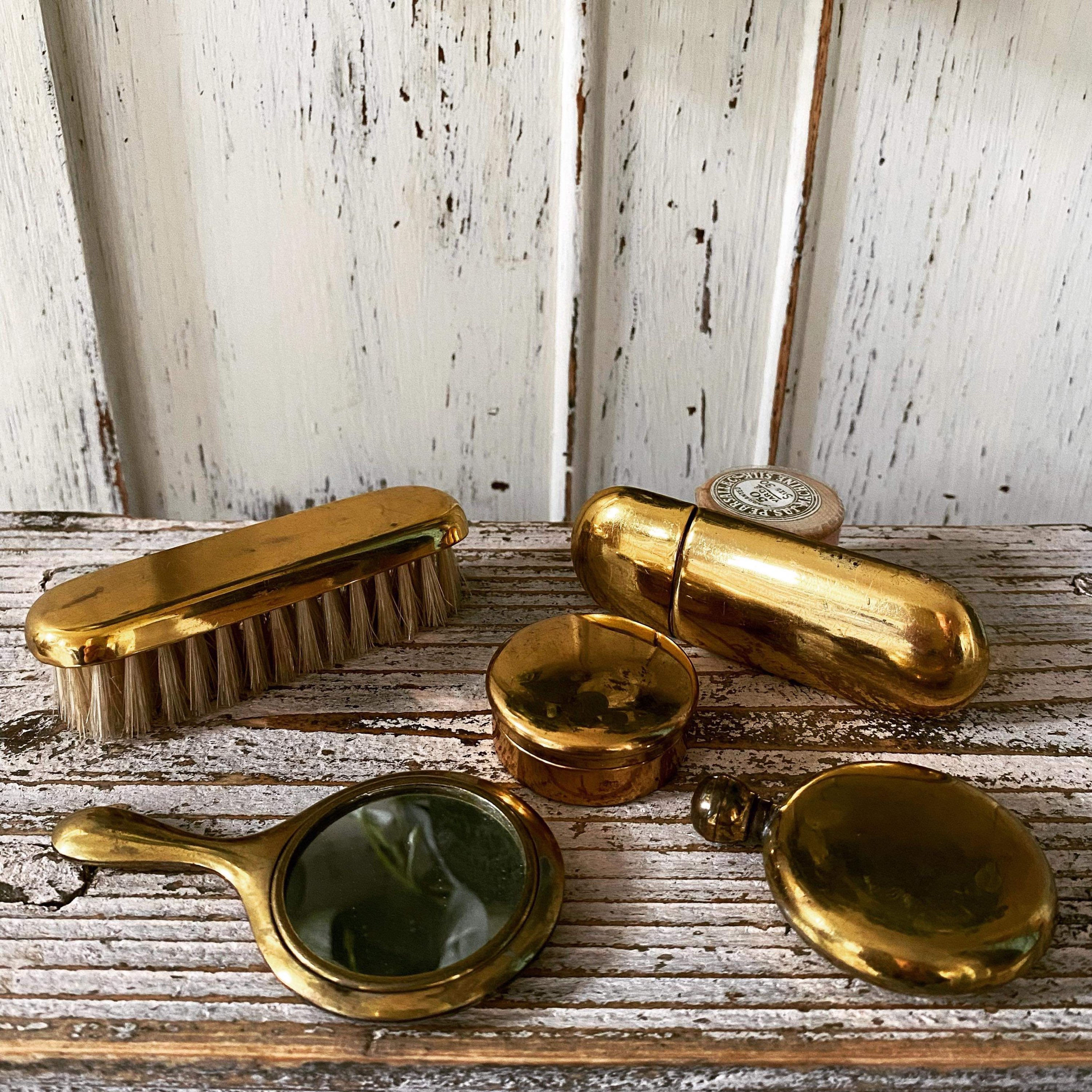 Miniature brass metal dressing table set
