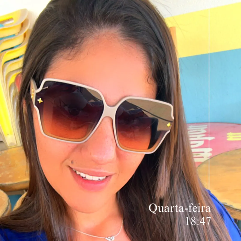 Miniatura: Óculos de Sol Feminino Quadrado Luxo UV400 Oversized