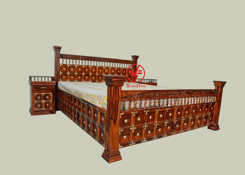 LT+ Sheesham Wooden Bed Storage