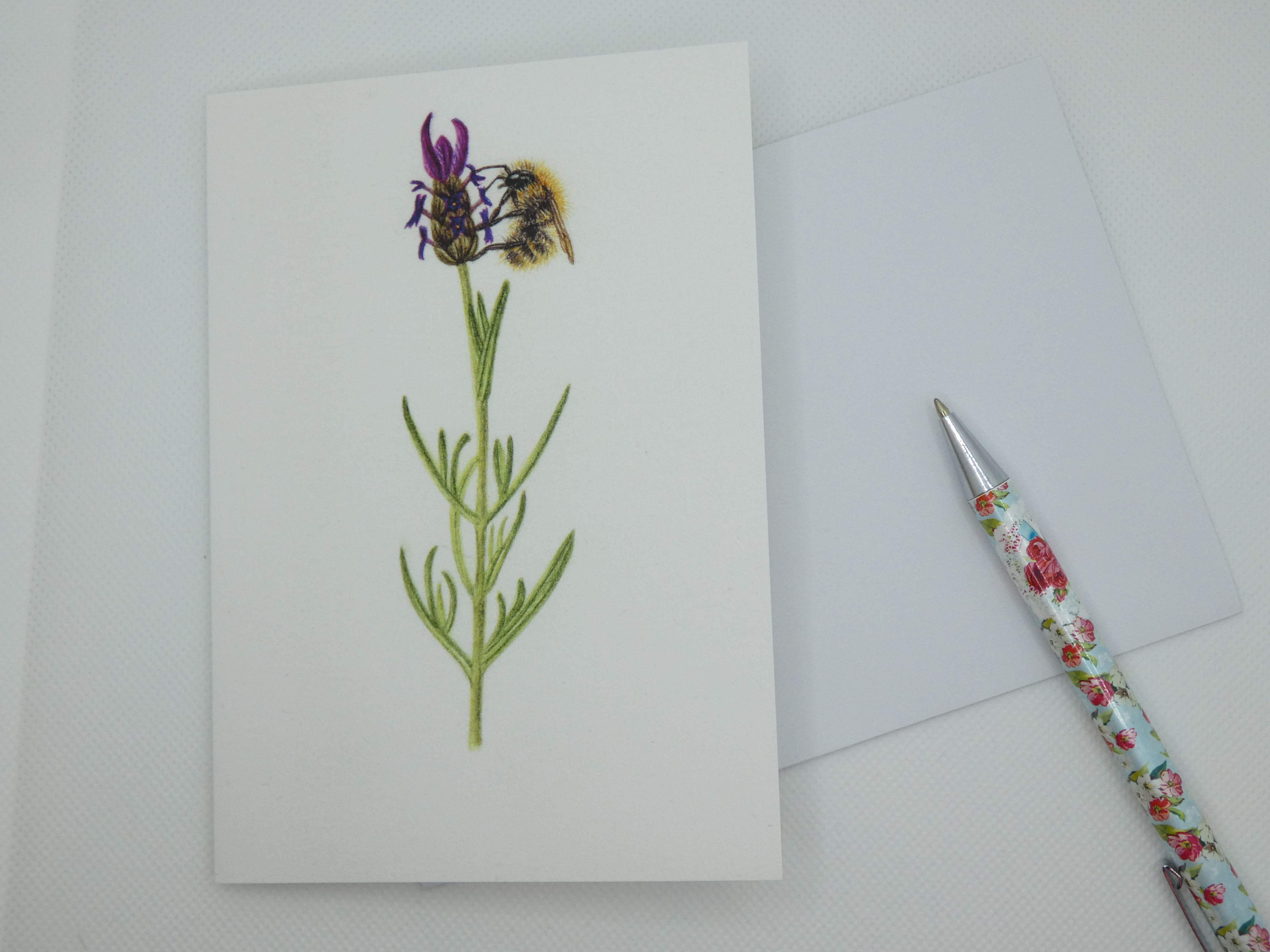 Greeting Card of Lavender and Bee