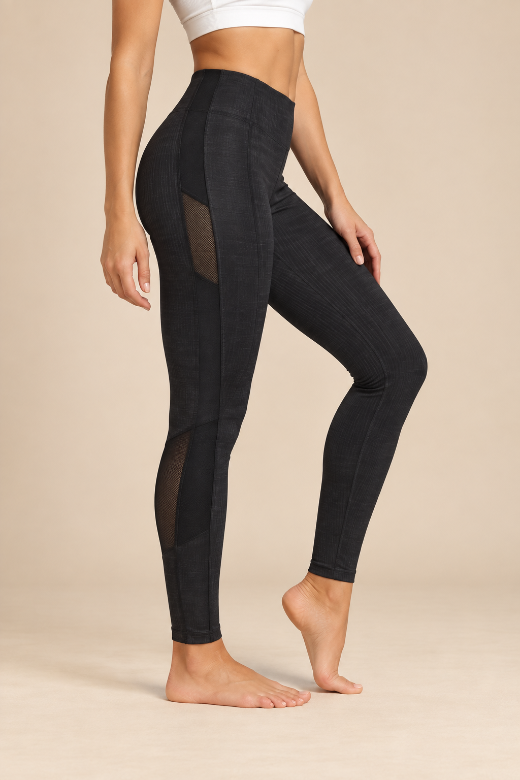 Leggings Charcoal Mesh Panels