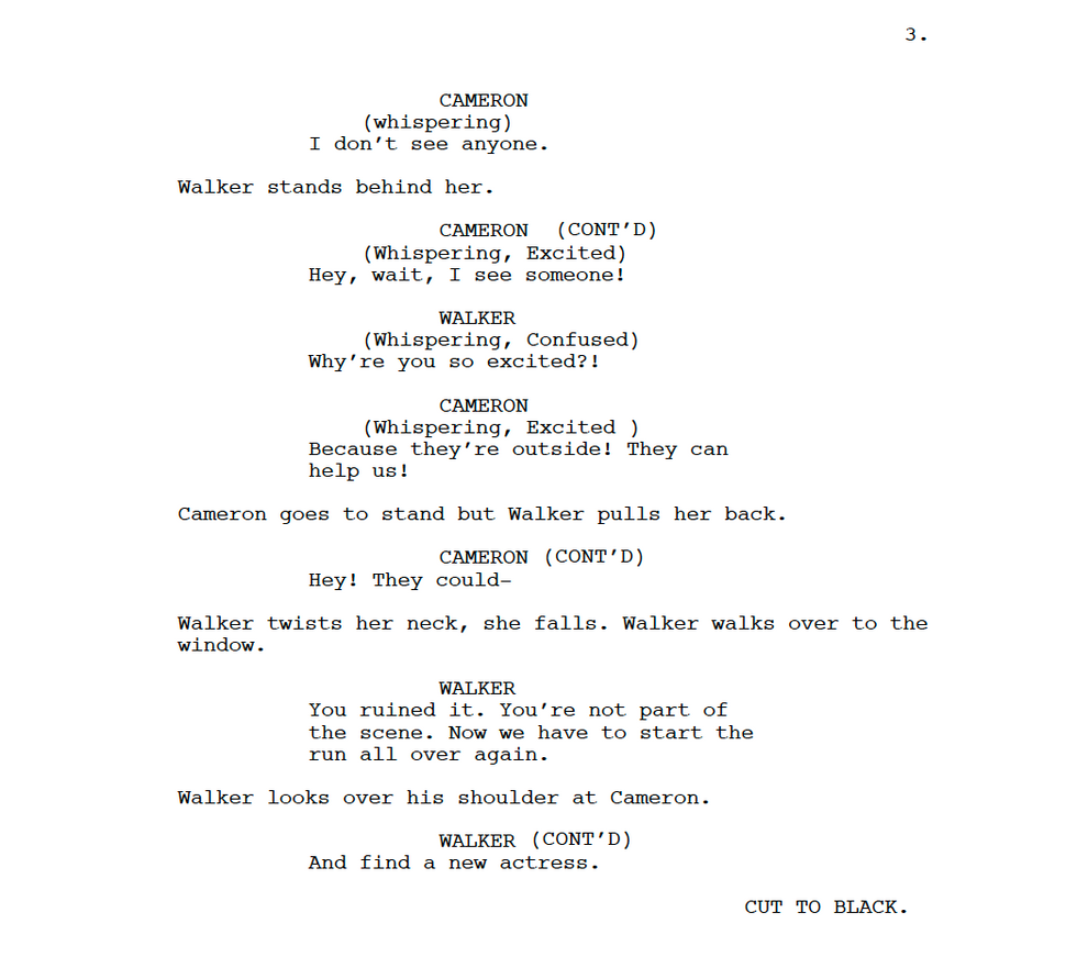 Excerpt from my script Mis-En-Scene