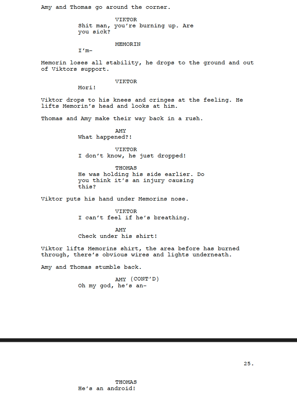 Excerpt from my script In Human Memory