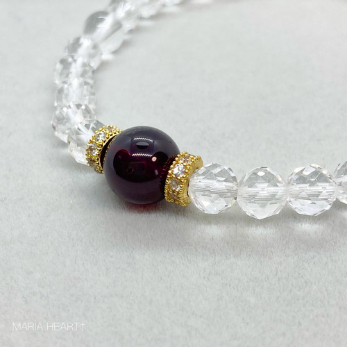 天然石ブレスレット】浄化 女性性開花 ガーネット クリスタル 万能