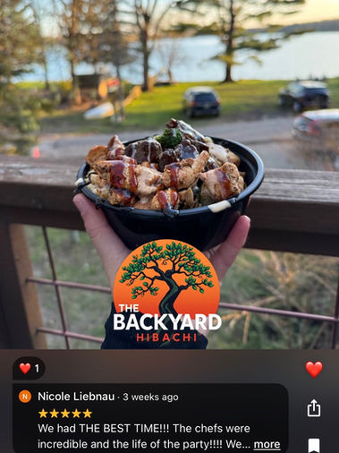 Review praising the chefs and food quality for a fun backyard bachelorette party event in Michigan.