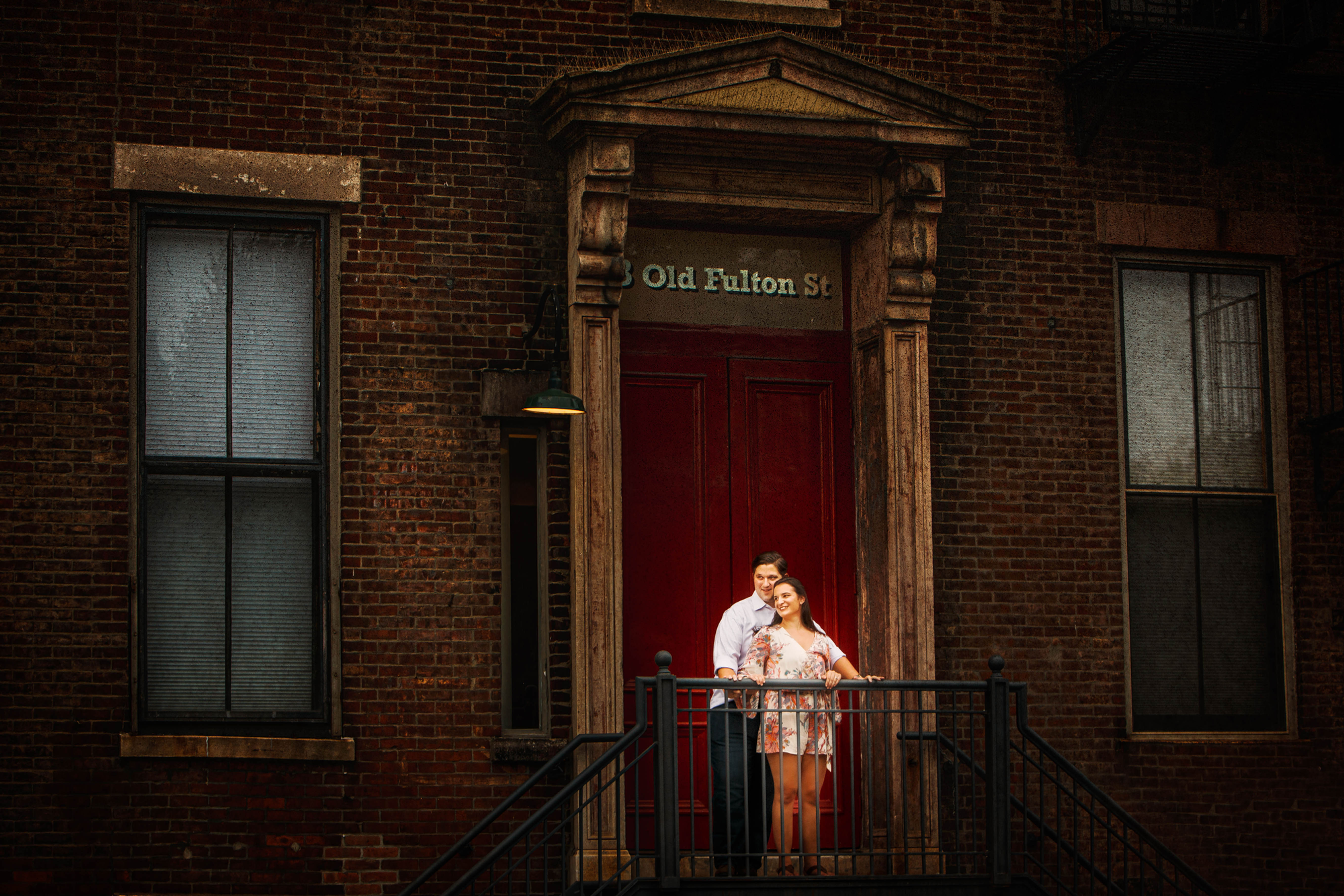 Couple embraces at Old Pelham 13 Engagement Session