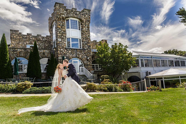 Bride and groom at Castle wedding