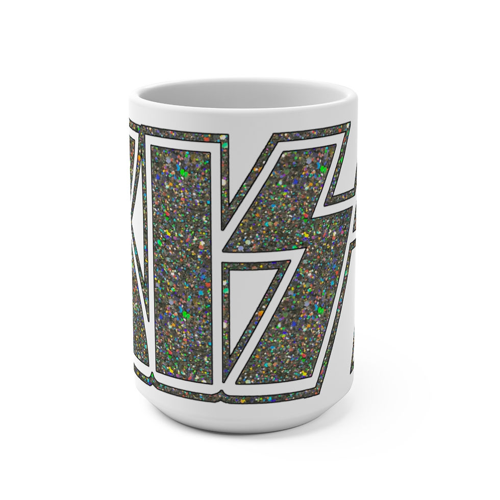 Thumbnail: KISS Silver Glitter logo on white Mug 15oz 