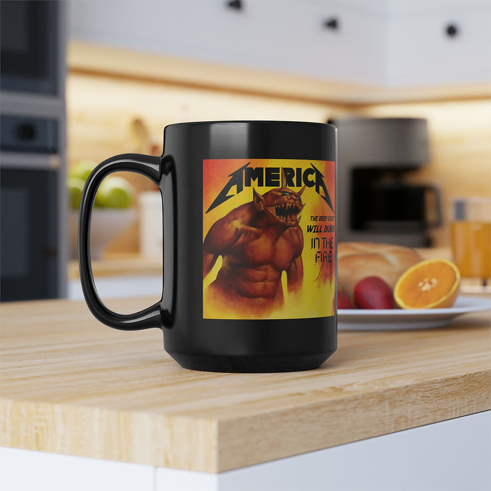 Thumbnail: America jump in the fire Metalparody  Black Mug 15oz