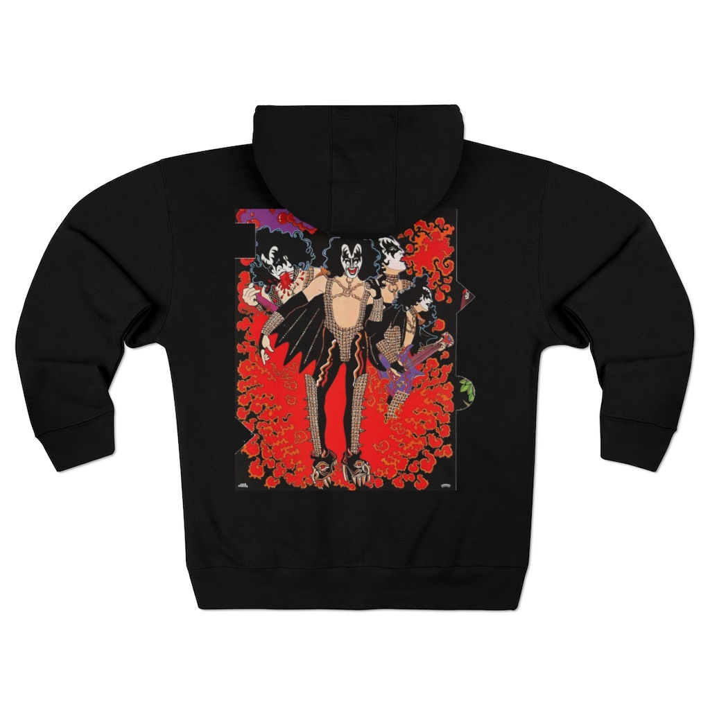 KISS solo Gene Simmons w/ red logo hoodie Unisex Premium Full Zip Hoodie