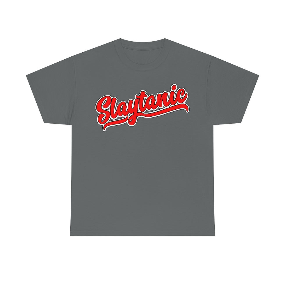 Thumbnail: Slaytanic Baseball Team font Unisex Heavy Cotton Tee