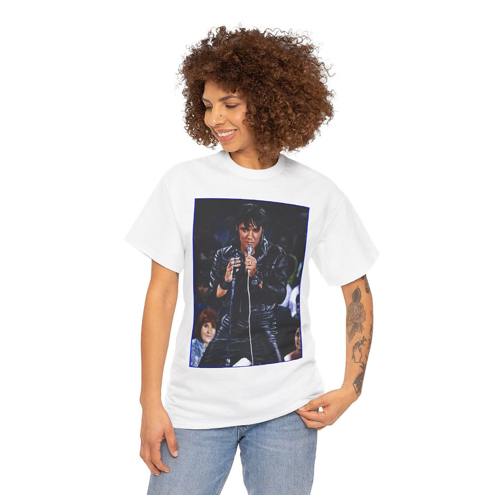 Thumbnail:  ELVIS in Black Leather  Men's Short Sleeve Tee