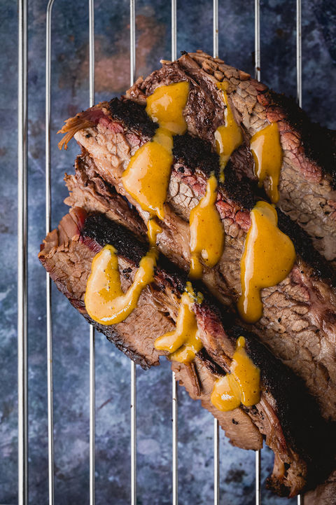 Steak with sauce drizzled on.