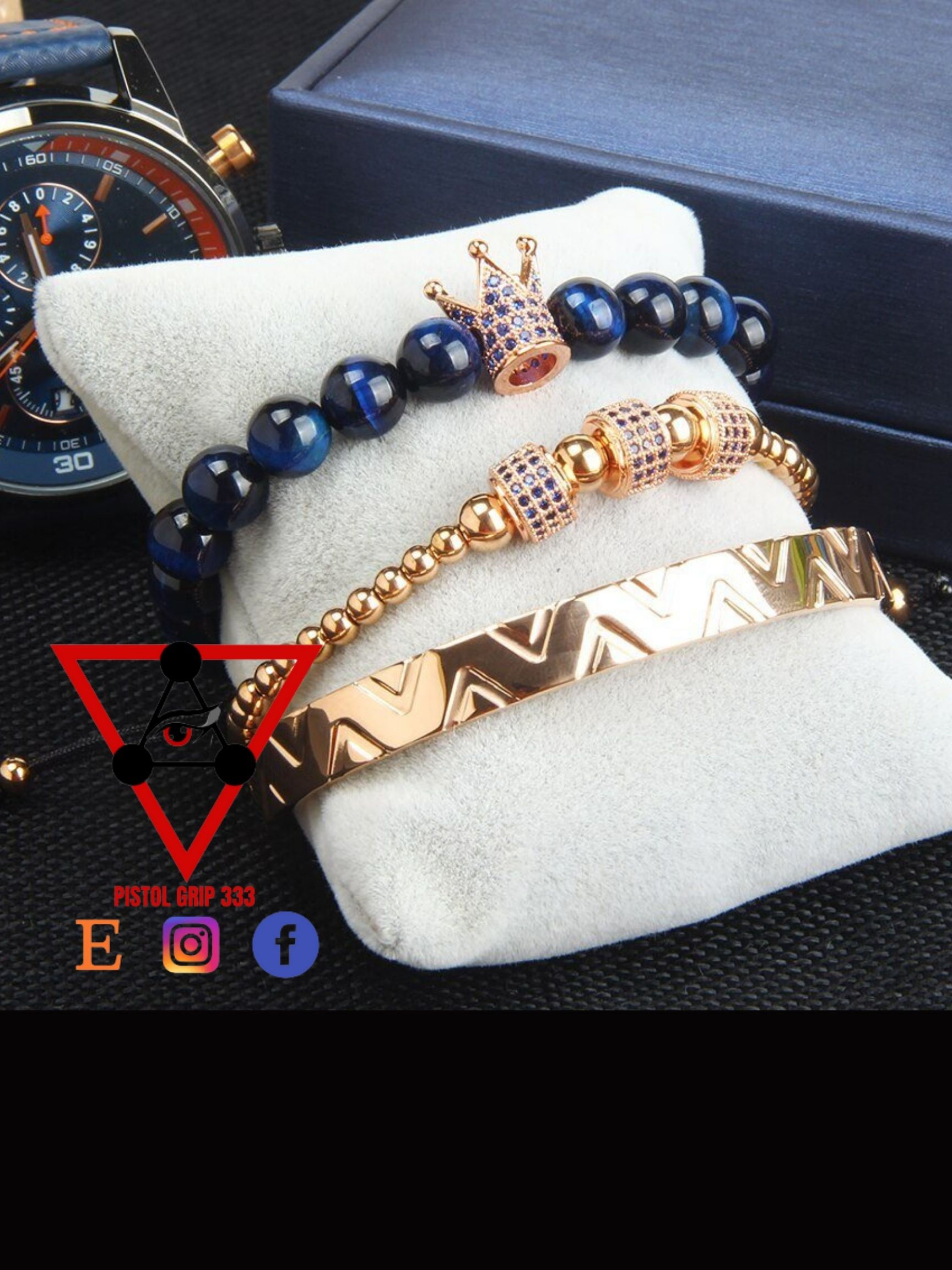 Rose Gold & Blue Sapphire Luxury 3 Piece Set