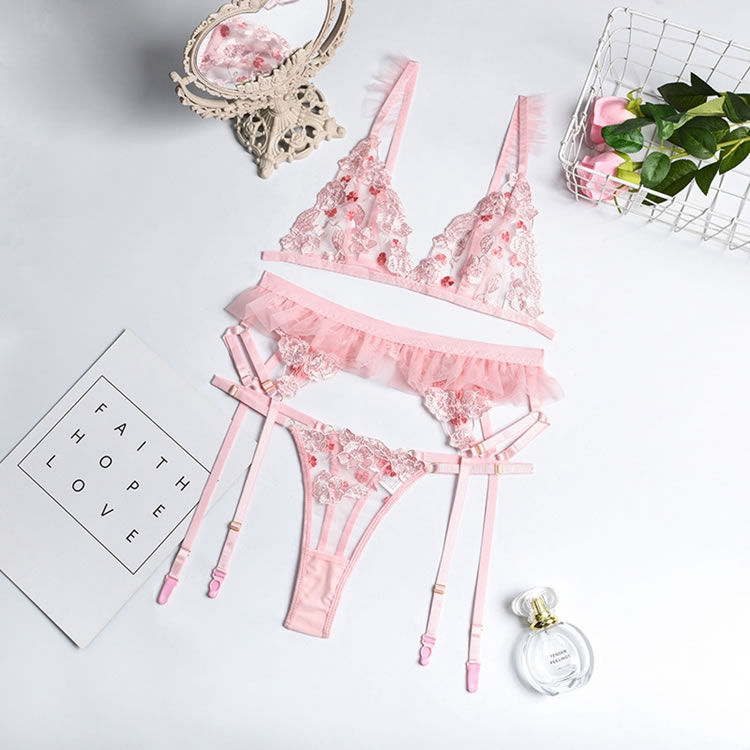 縮圖：Aubrey Embroidered Bra Set