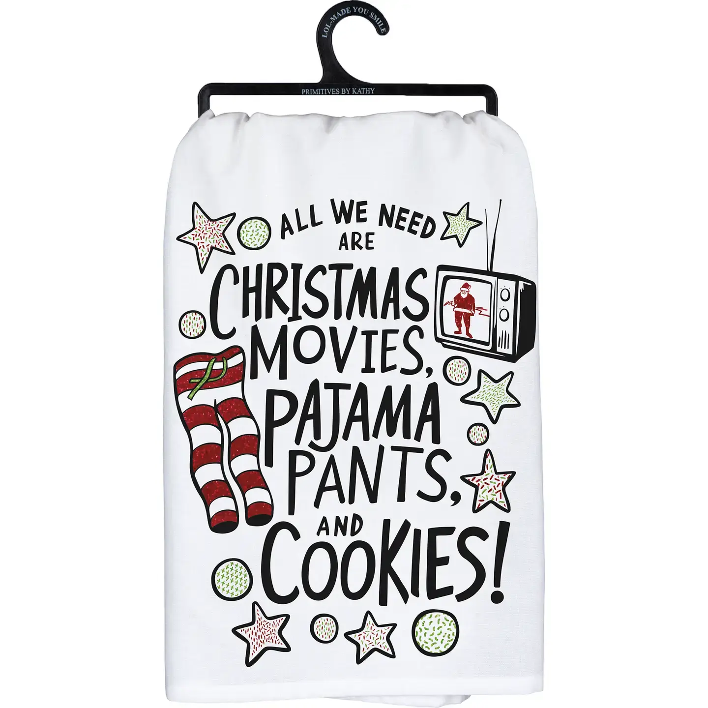 Christmas Movies, Pajamas & Cookies Kitchen Towel