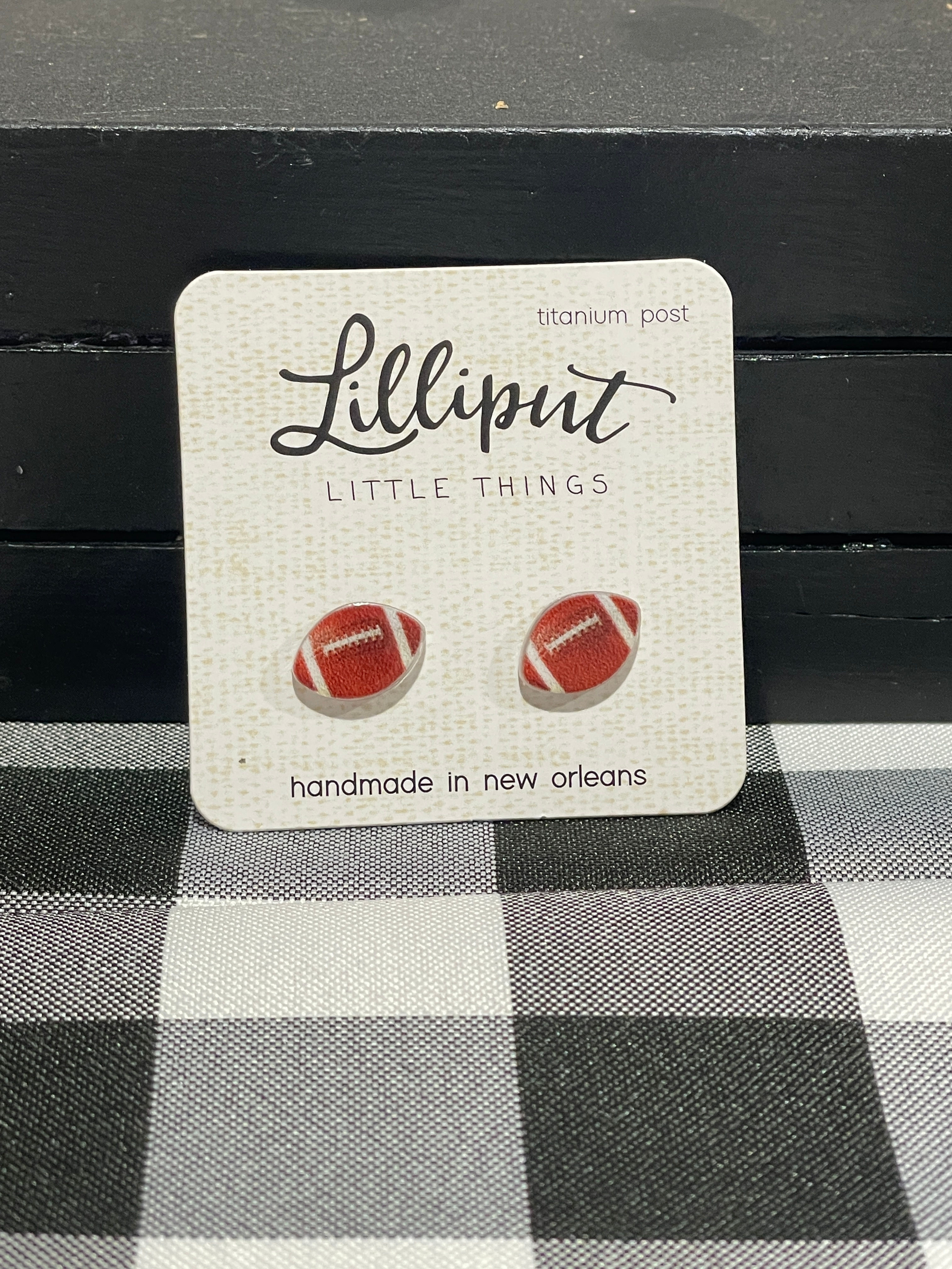 Football Stud Acrylic Earrings