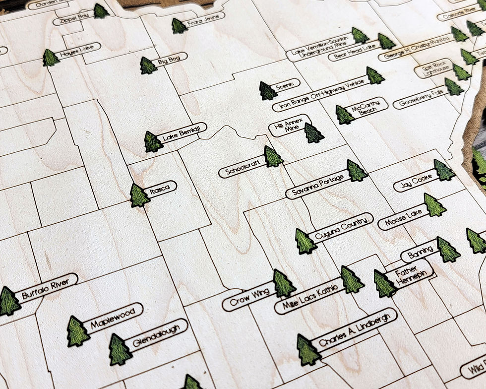 Thumbnail: Minnesota State Park Map – Custom Baltic Birch Wood Display