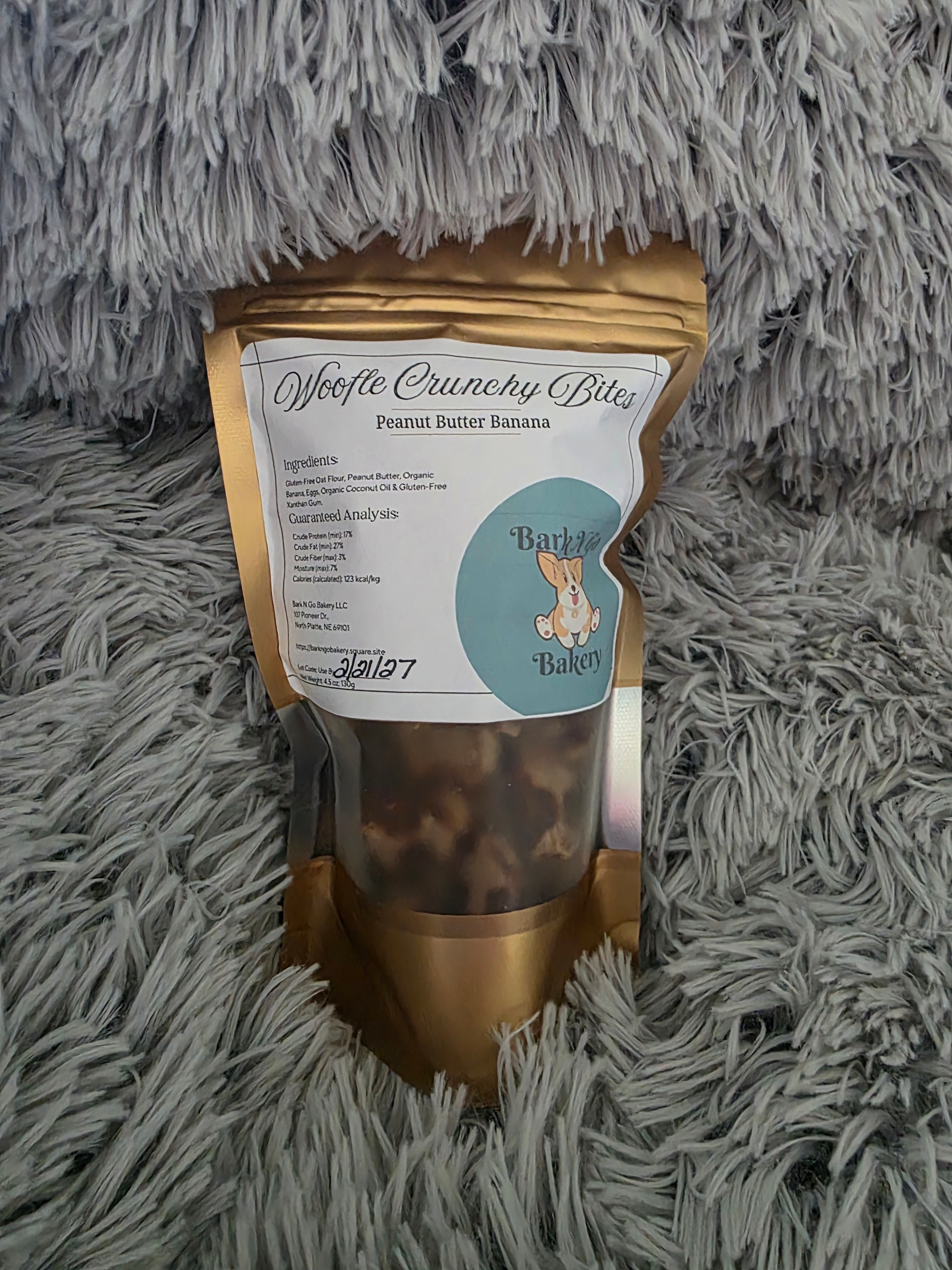 Woofle Crunchy Bites - Peanut Butter Banana - 4.5 oz.  Bark N Go Bakery