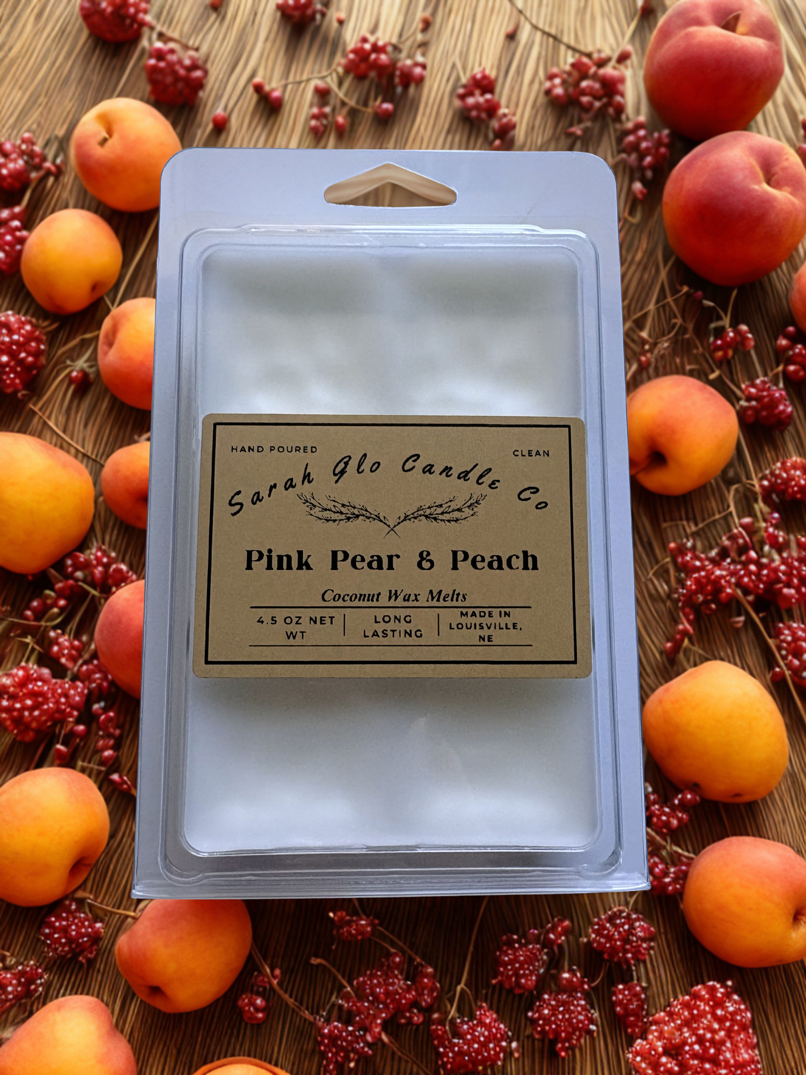 Pink Pear and Peach Coconut wax melts Sarah Glo Candle Co