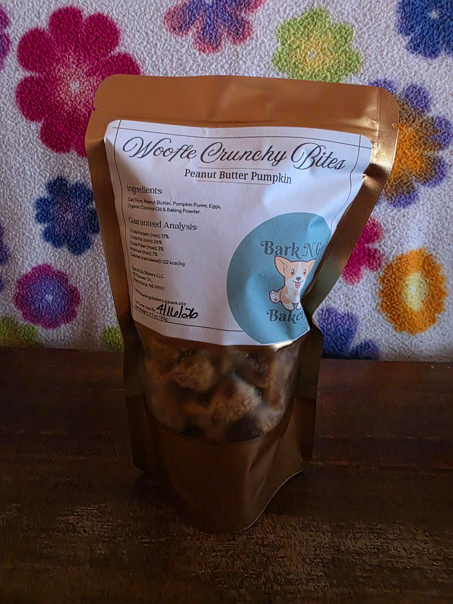 Woofle Crunchy Bites - Peanut Butter Pumpkin - 4.5 oz.  Bark N Go Bakery
